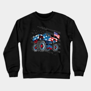 American Flag Trucker Men Women Boys Monster Truck Racing Crewneck Sweatshirt